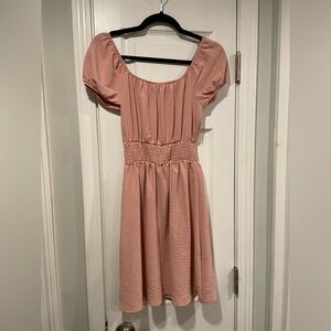 Famous Size S Mauve Puff Sleeve Smock Waist Pullover Lightweight Dress Cottage